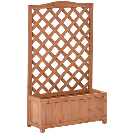 Jardinera Con Enrejado Outsunny Madera De Abeto Marrón 70x28x117 Cm_0