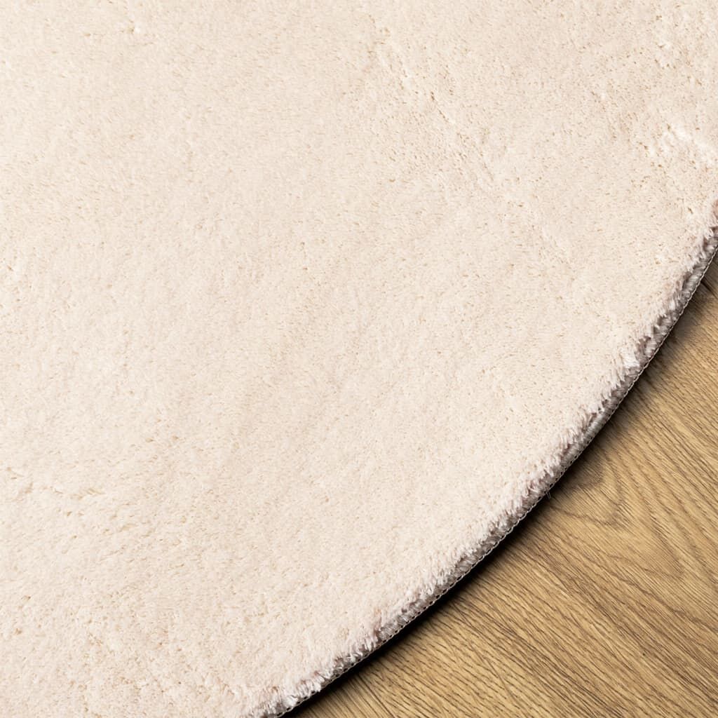 Vidaxl Alfombra De Pelo Corto Suave Lavable Huarte Beige Ø 80 Cm_3