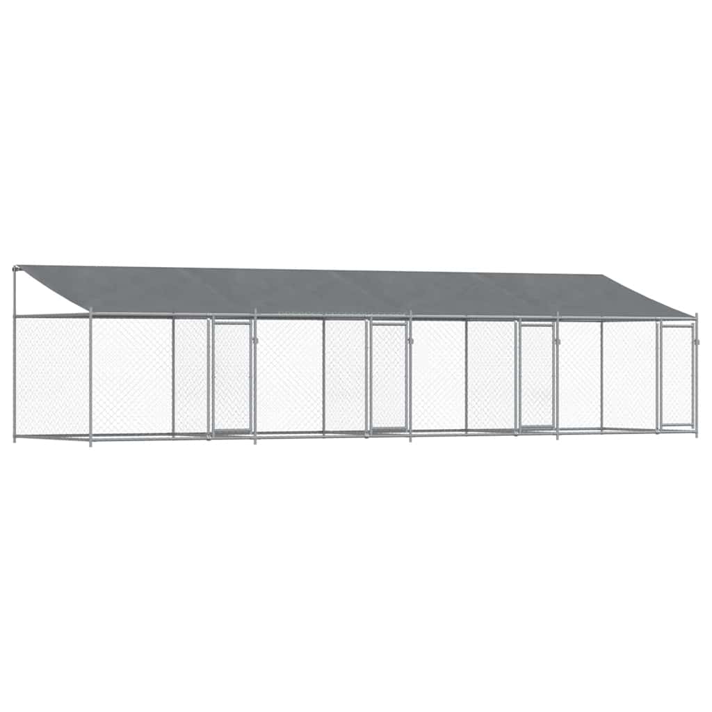 Jaula De Perros Techo Y Puertas Acero Galvanizado Gris 8x2x2 M_0