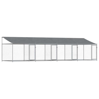 Jaula De Perros Techo Y Puertas Acero Galvanizado Gris 8x2x2 M_0