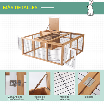 Pawhut Conejera De Exterior Jaula Para Conejos Con Caseta Y Techo Abatible_5