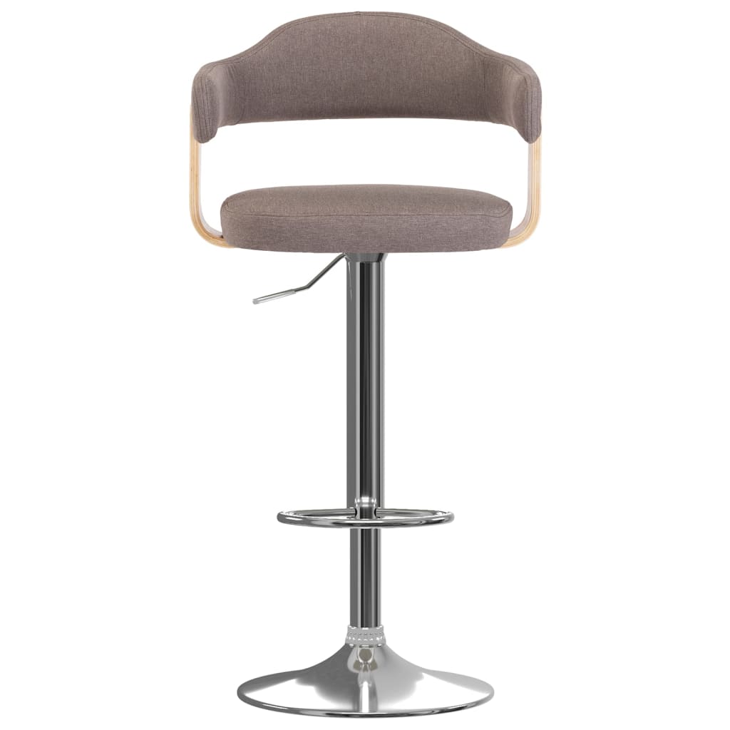 Taburetes De Bar 2 Unidades Gris Taupe Madera Curvada Y Tela_1
