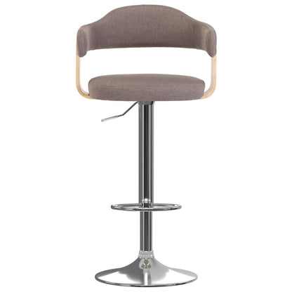 Taburetes De Bar 2 Unidades Gris Taupe Madera Curvada Y Tela_1