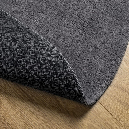 Vidaxl Alfombra De Pelo Corto Suave Lavable Huarte Antracita Ø 80 Cm_4