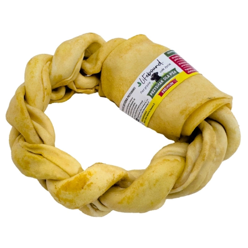 Lifebound - Hueso Masticable Natural para Perros de Piel de Ternera en Forma de Trenza con Sabor a Queso - 6 Piezas - L