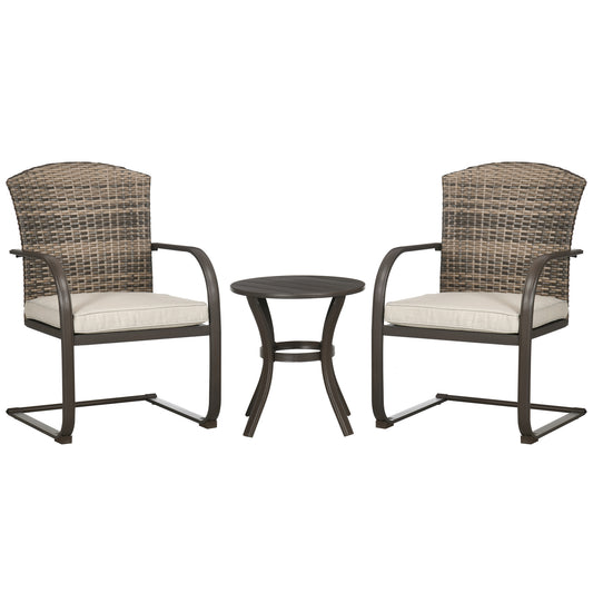 Outsunny Conjunto De Muebles De Jardín De Ratán Incluye 2 Sillas Y Mesa Redonda_0