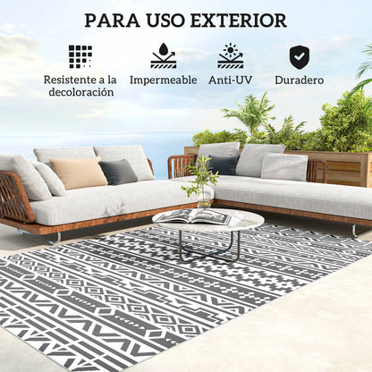 Outsunny Alfombra De Exterior 182x274 Cm Con Patrón De Geométrico De Cenefa_5