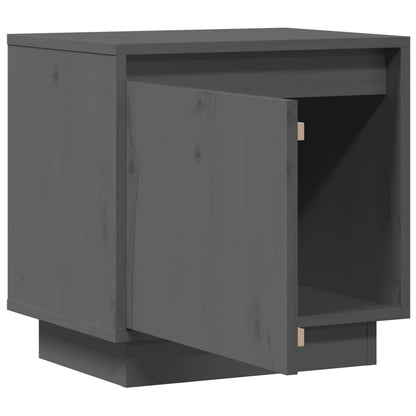 Mesitas De Noche 2 Uds Madera Maciza De Pino Gris 40x30x40 Cm_2