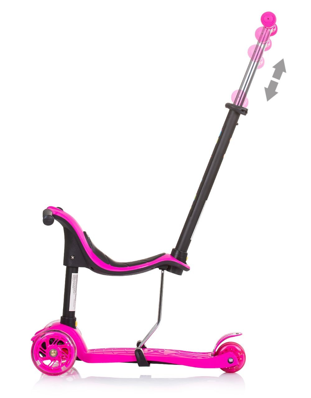 Patinete Infantil 3 En 1 Multi Plus Con Asiento Y Mango Parental Pink_1