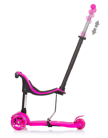 Patinete Infantil 3 En 1 Multi Plus Con Asiento Y Mango Parental Pink_1