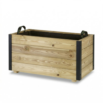 Jardinera De Madera Con Refuerzo De Aluminio 80x40x40 Cm Ghio Al Hortalia_3