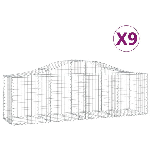 Cestas De Gaviones 9 Uds Forma De Arco Hierro 200x50x60/80 Cm_0