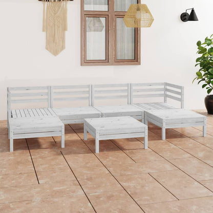 Vidaxl Juego De Muebles De Jardín 7 Pzas Madera Maciza De Pino Blanco_1