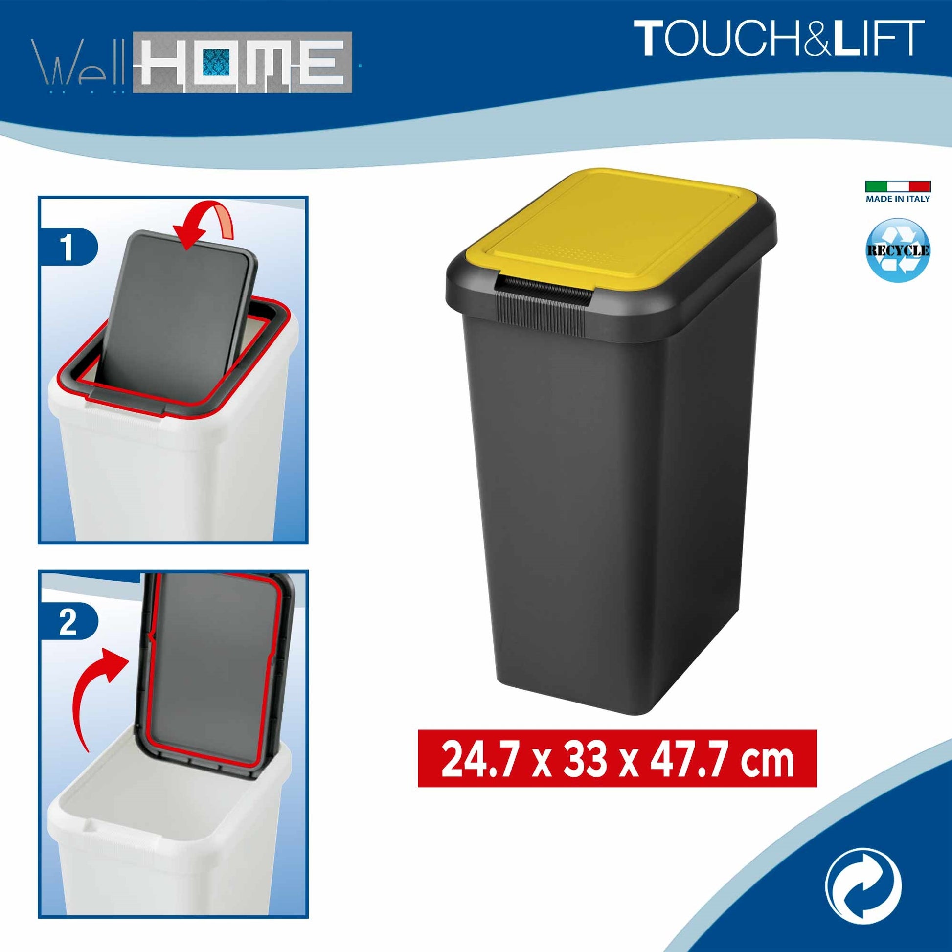 Set 2 Papeleras touch & Lift De 25l Ámbar_1