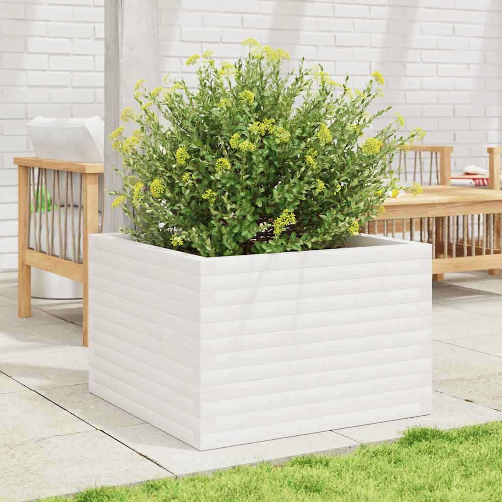 Jardinera Madera Maciza De Pino Blanco 70x70x46 Cm_2