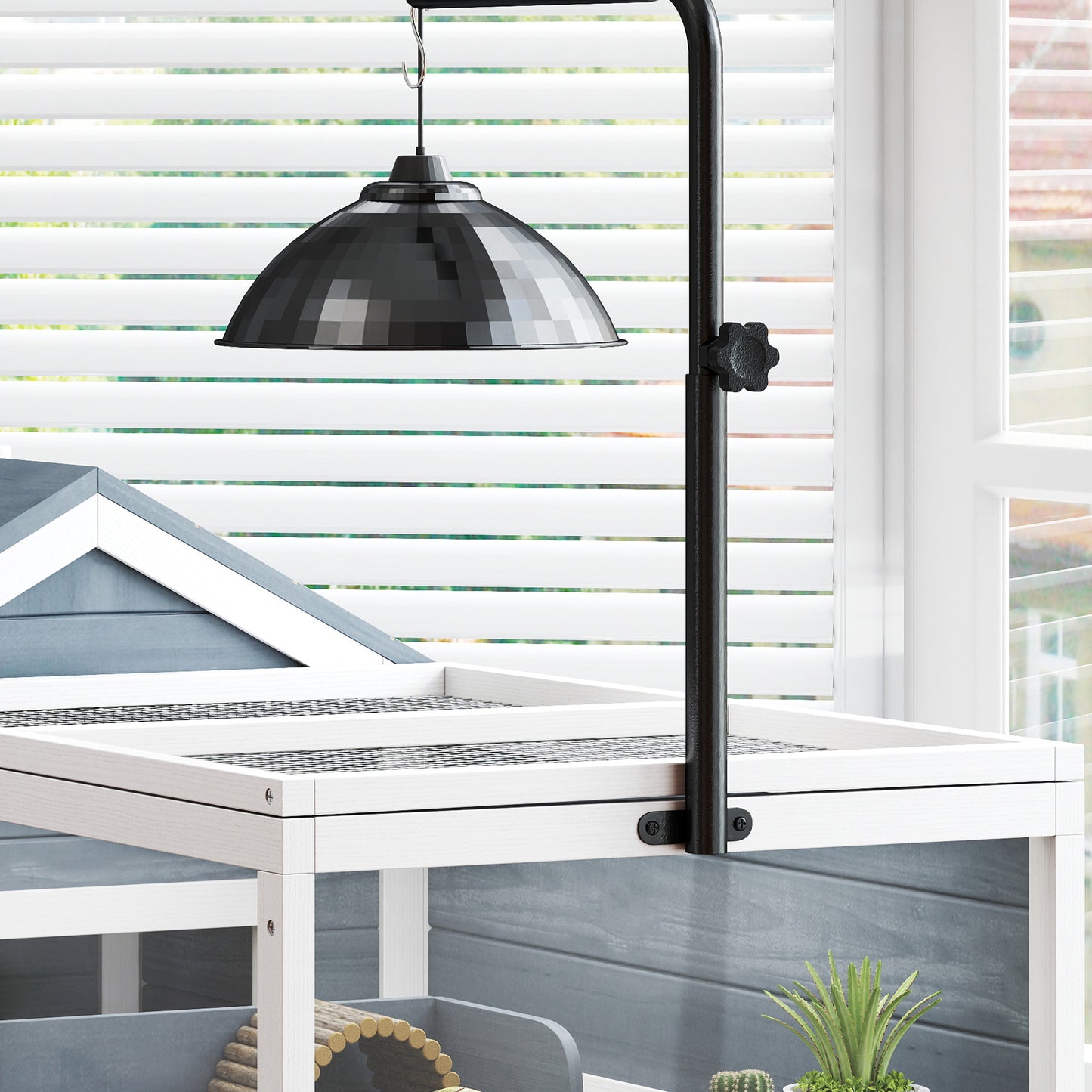 Pawhut Casa Para Tortugas De Madera Con Soporte Para Lámpara Y Techos Abatibles_4