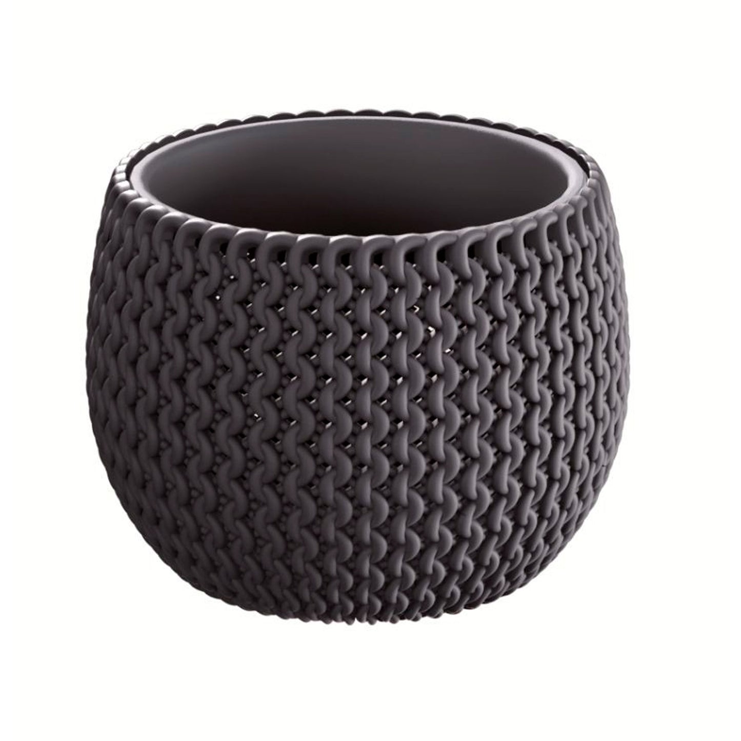 Maceta Redonda Con Deposito Splofy Bowl De Plastico En Color Antracita 23,9 (largo) X 23,9 (ancho) X 16,1 (altura) Cm_1