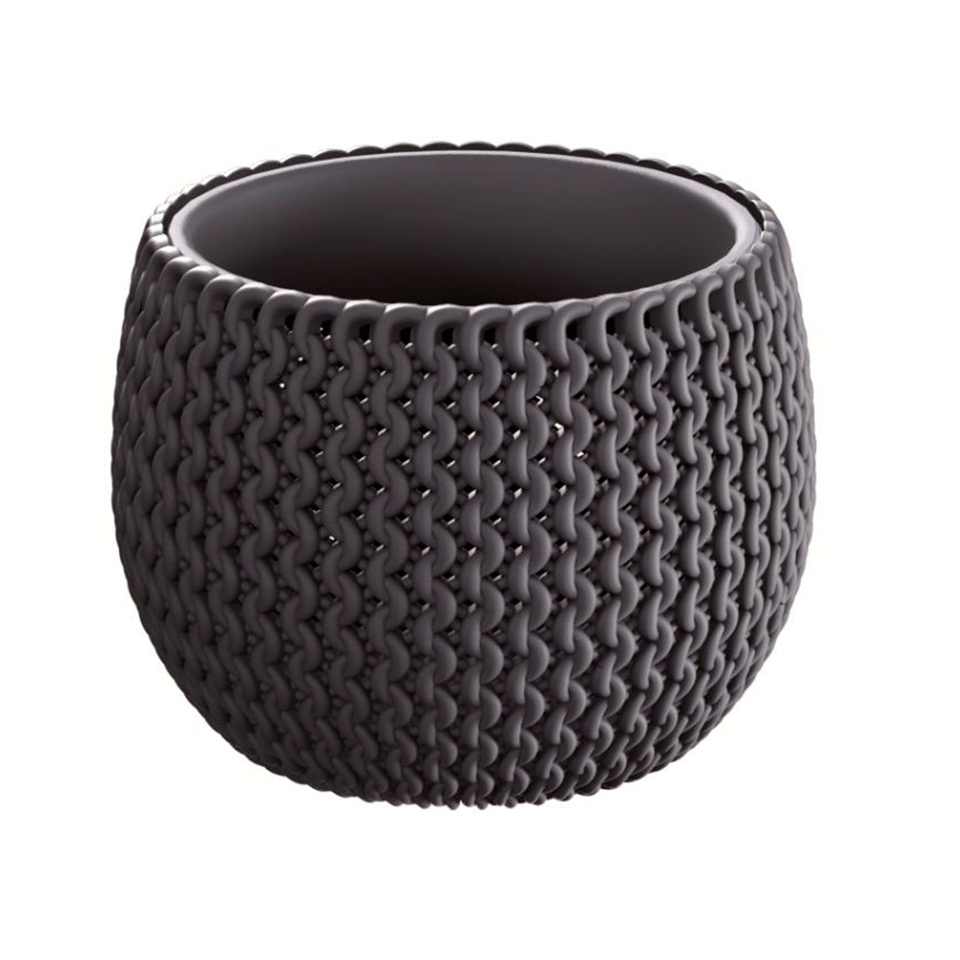 Maceta Redonda Con Deposito Splofy Bowl De Plastico En Color Antracita 23,9 (largo) X 23,9 (ancho) X 16,1 (altura) Cm_1