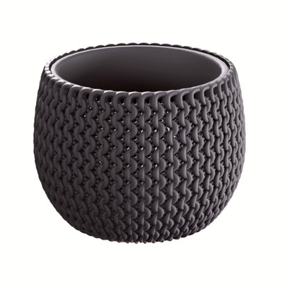 Maceta Redonda Con Deposito Splofy Bowl De Plastico En Color Antracita 23,9 (largo) X 23,9 (ancho) X 16,1 (altura) Cm_1