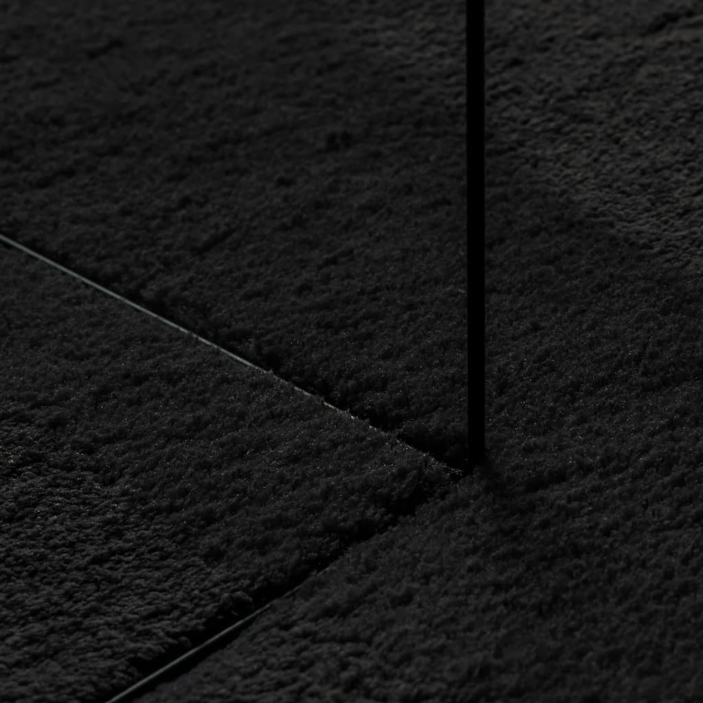 Alfombra De Pelo Corto Suave Lavable Huarte Negro 140x200 Cm / Vetonek_1