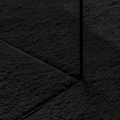 Alfombra De Pelo Corto Suave Lavable Huarte Negro 140x200 Cm / Vetonek_1