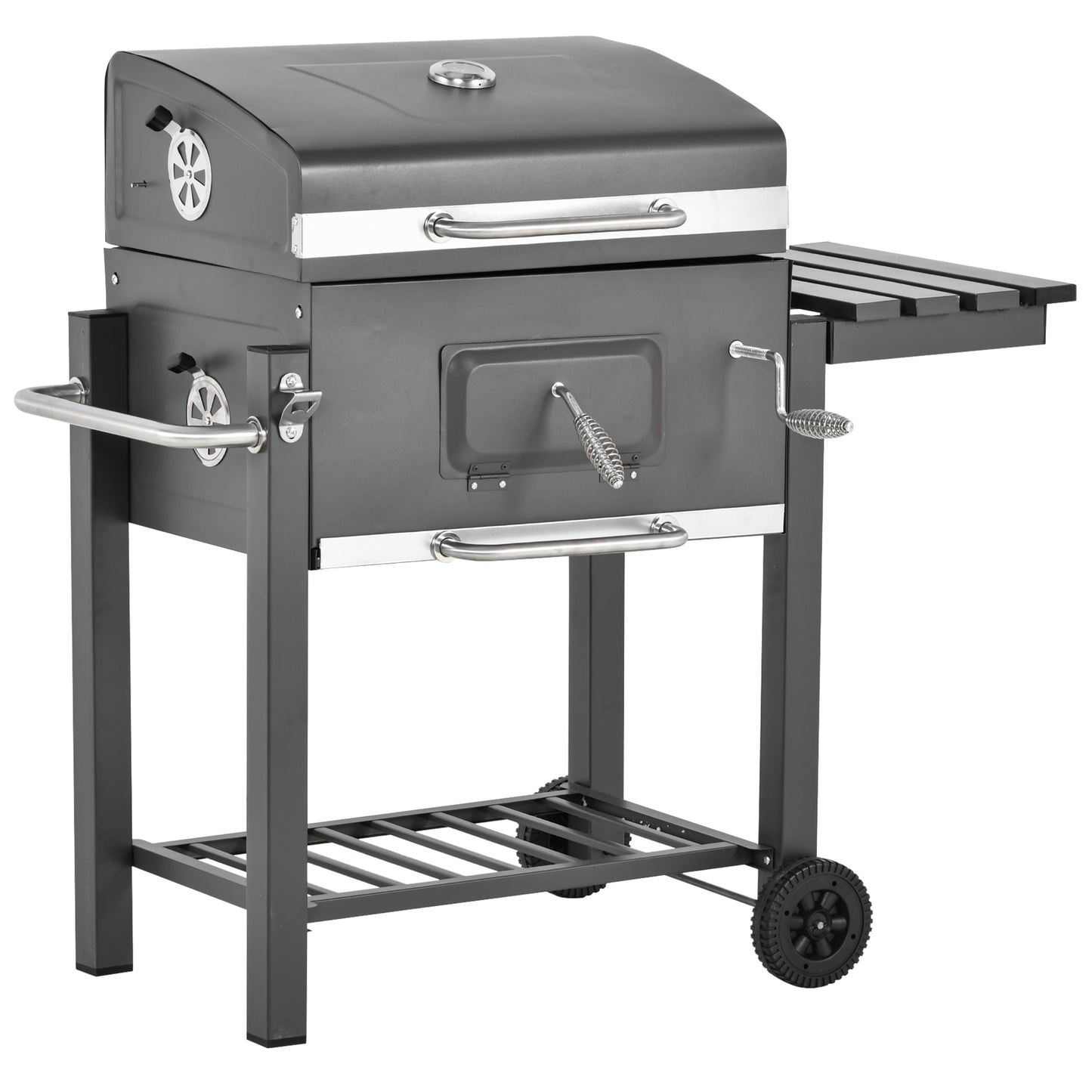 Outsunny Barbacoa De Carbón Vegetal Ruedas Estantes Parilla Barril 115x56x108cm_0