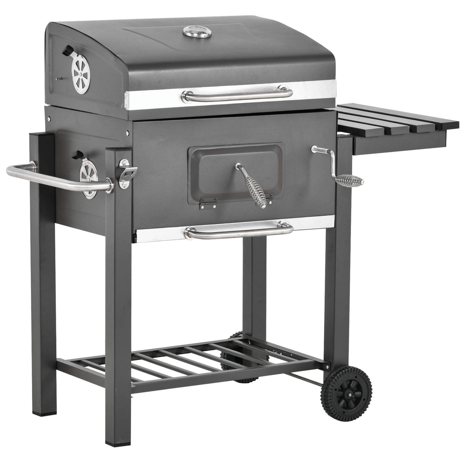 Outsunny Barbacoa De Carbón Vegetal Ruedas Estantes Parilla Barril 115x56x108cm_0