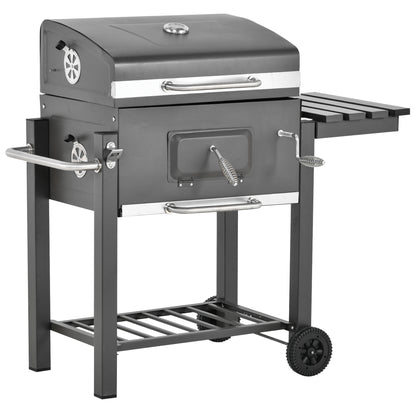 Outsunny Barbacoa De Carbón Vegetal Ruedas Estantes Parilla Barril 115x56x108cm_0