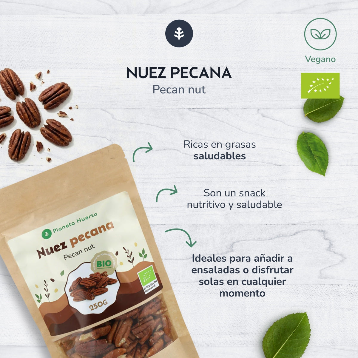 Nueces pecanas ECO Planeta Huerto 250 g