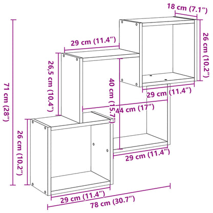 Armario De Pared Madera Ingeniería Roble Ahumado 78x18x71 Cm / Vetonek_2