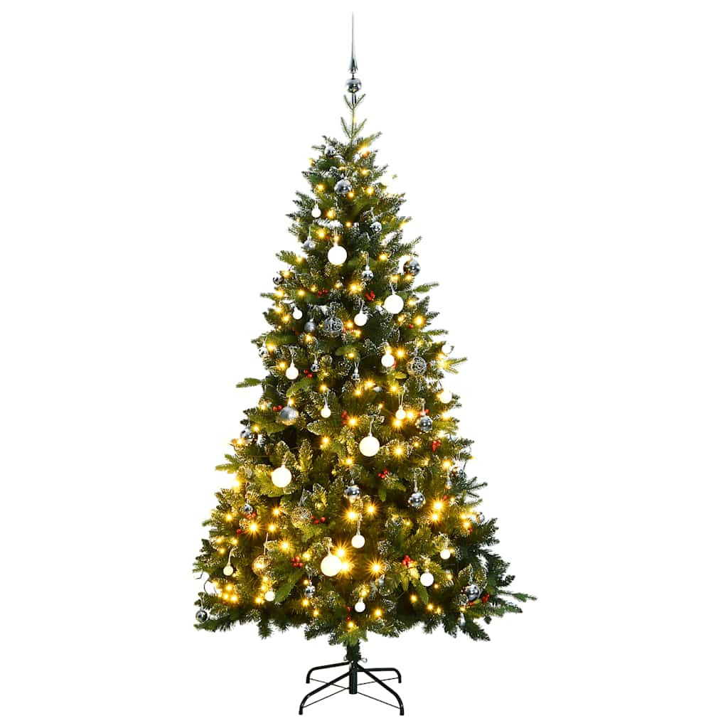 Vidaxl Árbol Navidad Artificial Con Bisagras 150 Led Y Bolas 120 Cm_0