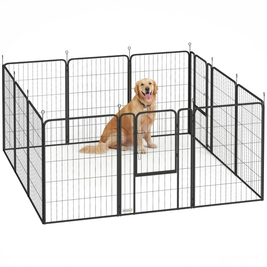 Pawhut Parque Para Perros De 12 Paneles De 100 Cm De Altura Con Puertas Negro_0