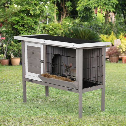 Pawhut Conejera De Madera Exterior Jaula Elevada Para Conejos Con Techo Abatible_1