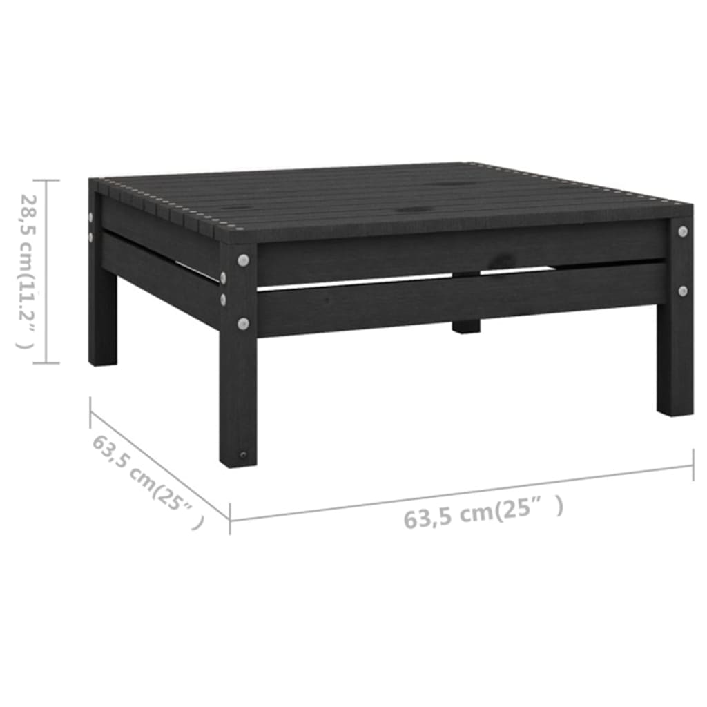 Juego De Muebles De Jardín 6 Pzas Madera De Pino Maciza Negro / Vetonek_1
