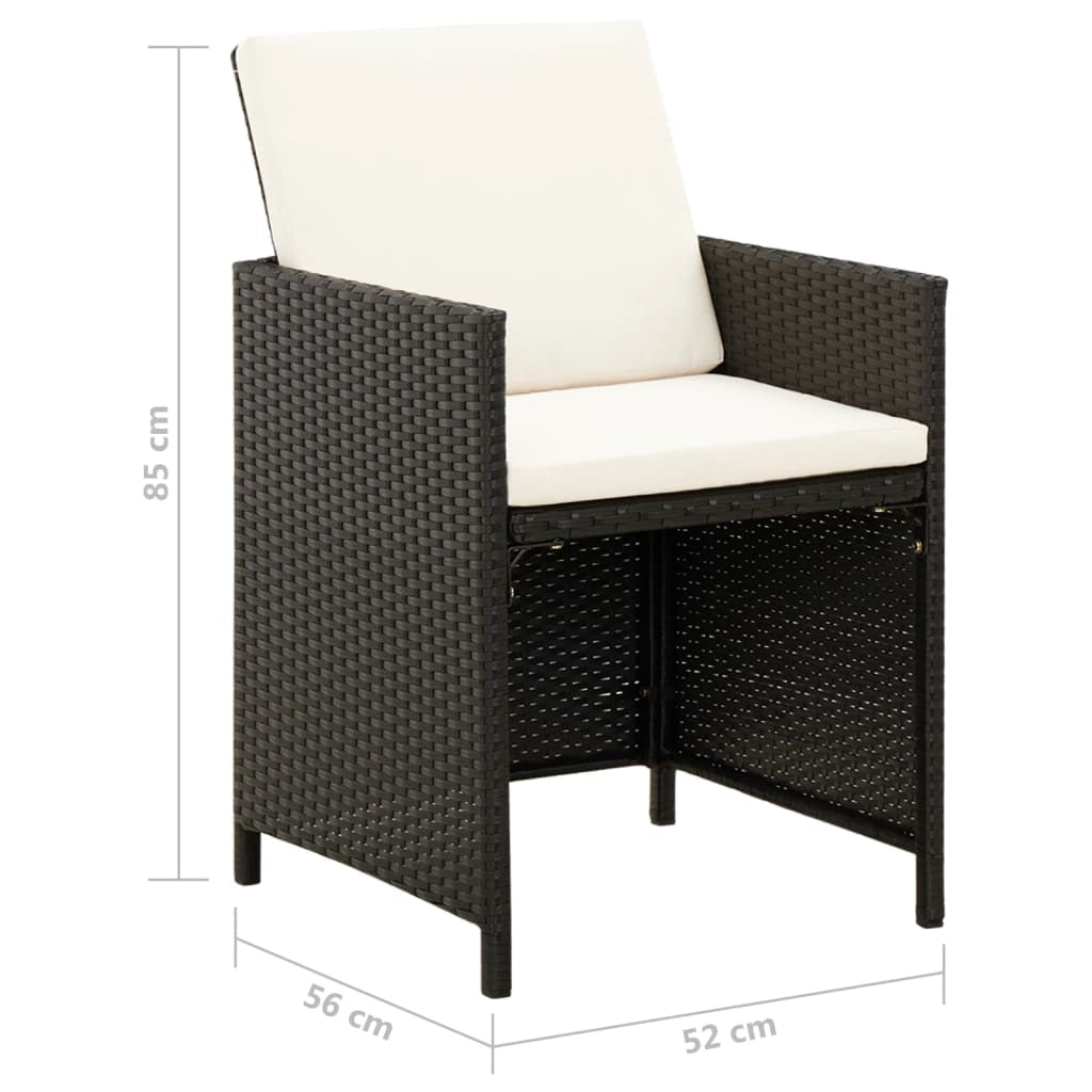 Vidaxl Conjunto De Silla De Jardín Y Taburete 4 Piezas Negra Ratán Pe_2