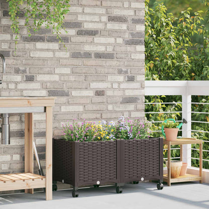 Macetero De Jardín Con Ruedas Marrón 80 X 40 X 44 Cm Pp_1