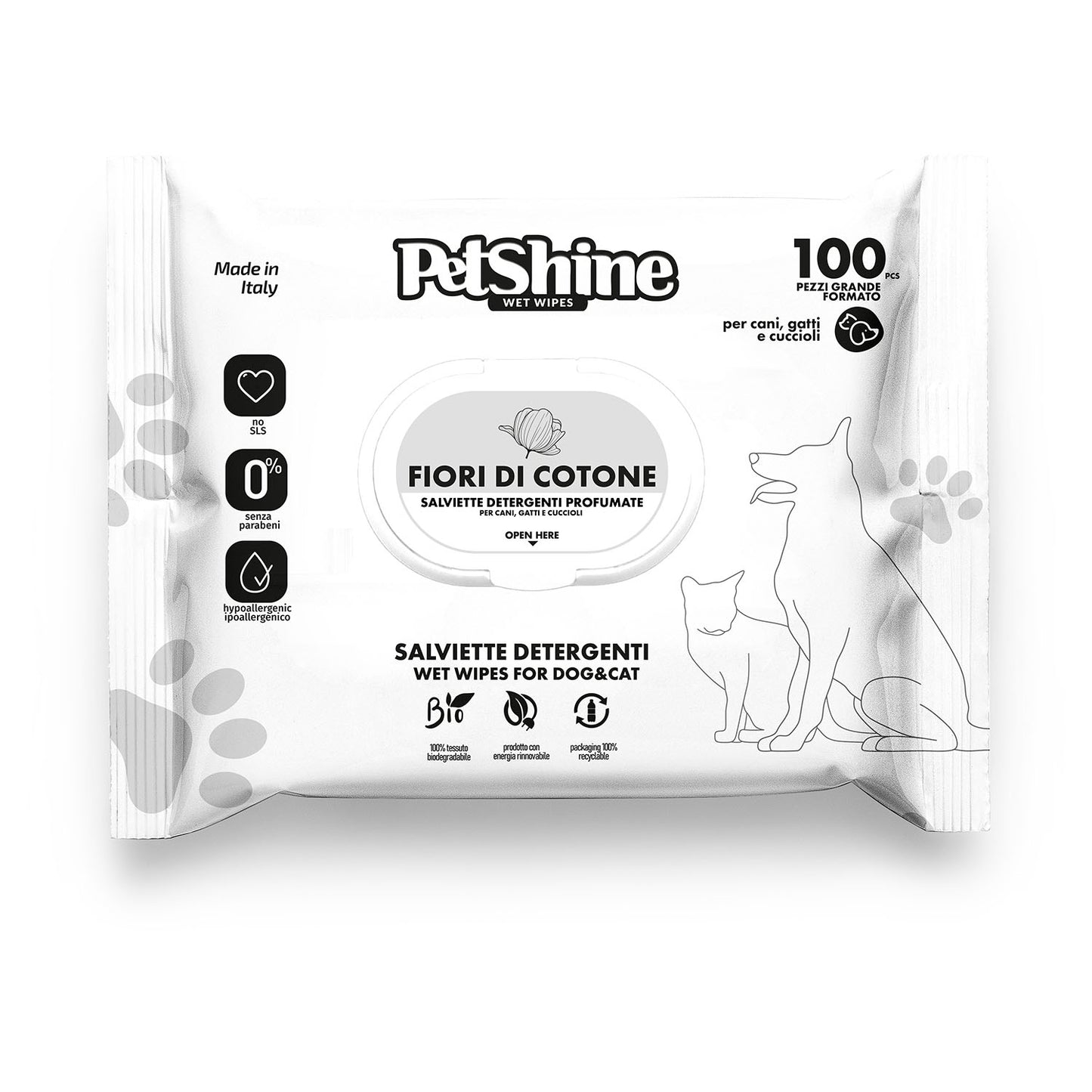 Toallitas Higiene Perro y Gato Flores y Algodón Porrini 100 uds