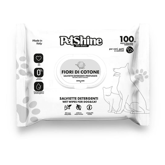 Toallitas Higiene Perro y Gato Flores y Algodón Porrini 100 uds