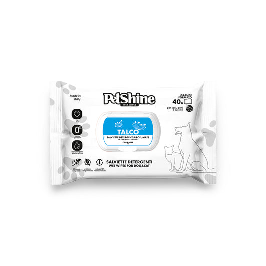 Porrini Toallitas Higiene Perro/Gato, Talco Aloe, 40 uds
