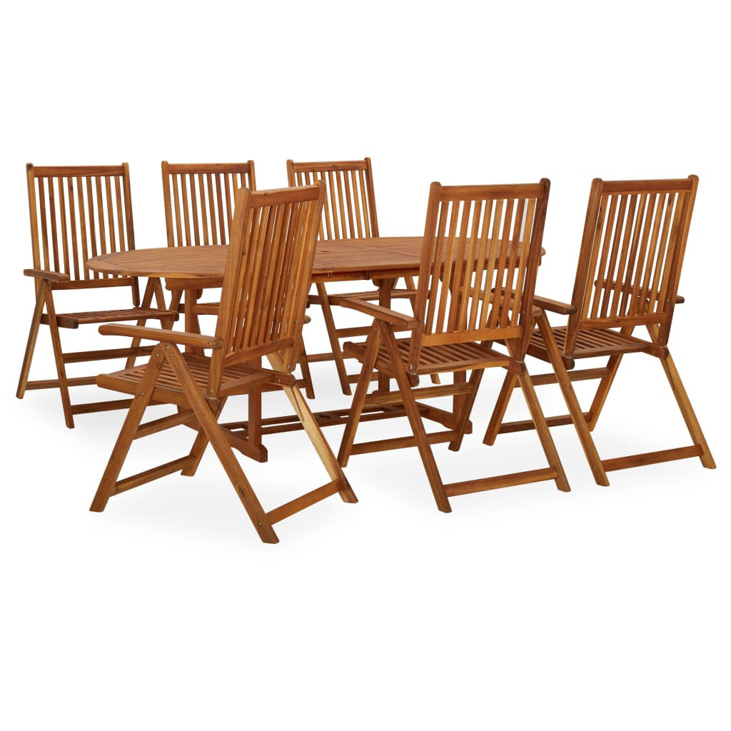 Vidaxl Juego De Comedor De Jardín 7 Pzas Madera Maciza De Acacia_0