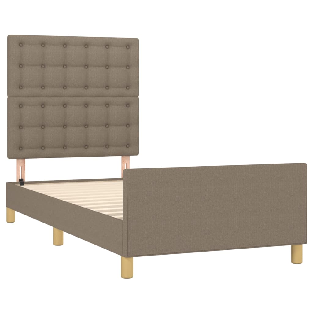 Estructura De Cama Con Cabecero De Tela Gris Taupe 80x200 Cm / Vetonek_4