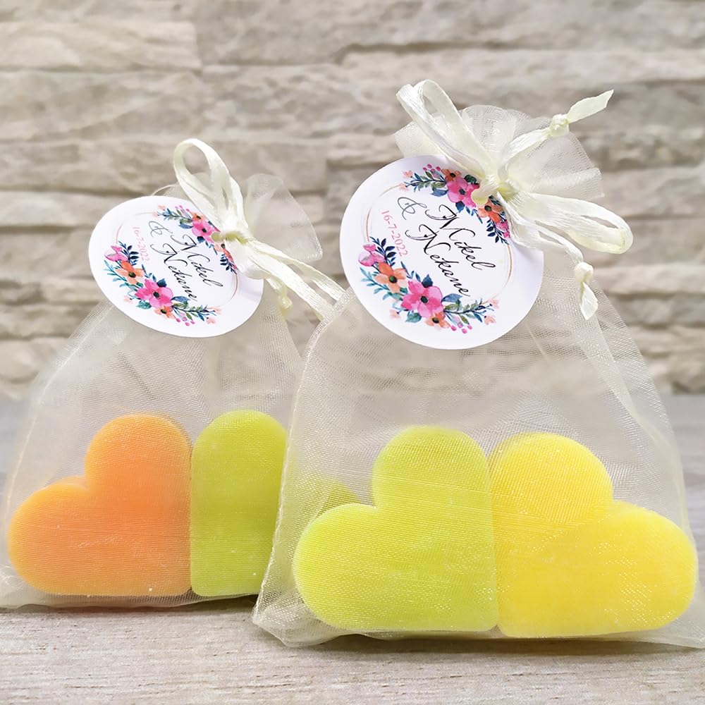 100 Jabones Aromáticos Con Forma De Corazón - Detalle Para Invitados De Eventos - Jabón Glicerina Con Aroma A Pomelo_4