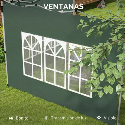 Outsunny Paredes Laterales Para Carpa De 2 Paneles 295x195 Cm Con Ventana Verde_5