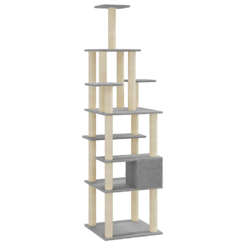 Vidaxl Rascador Para Gatos Con Postes De Sisal Gris Claro 183 Cm_5