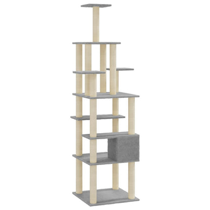 Vidaxl Rascador Para Gatos Con Postes De Sisal Gris Claro 183 Cm_5