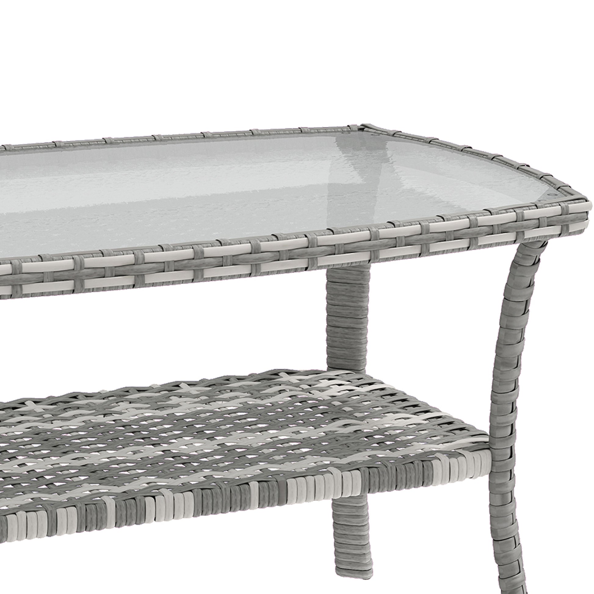 Outsunny Mesa De Jardín Exterior Rectangular De Ratán Con Estante Gris Oscuro_4