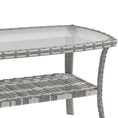 Outsunny Mesa De Jardín Exterior Rectangular De Ratán Con Estante Gris Oscuro_4