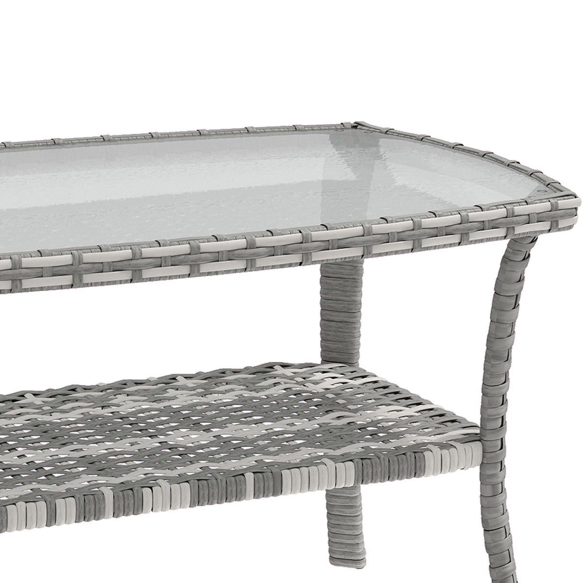 Outsunny Mesa De Jardín Exterior Rectangular De Ratán Con Estante Gris Oscuro_4