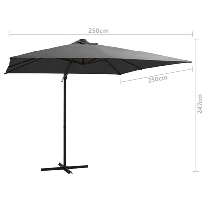 Vidaxl Sombrilla Voladiza Luces Led Y Poste Acero Antracita 250x250 Cm_2