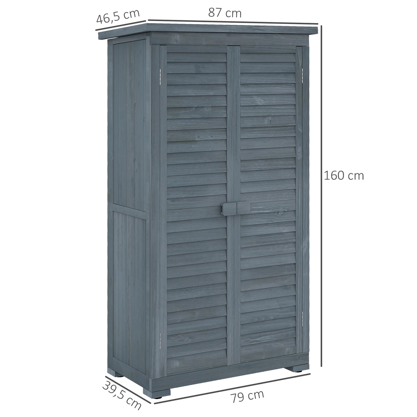 Outsunny Cobertizo De Madera 0,31 M² Con 2 Puertas Y 2 Estantes Gris_2